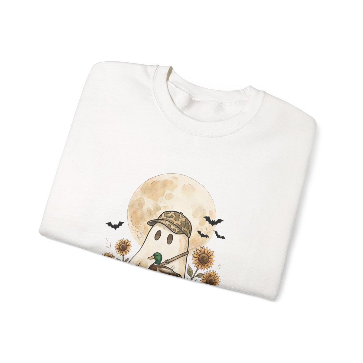 Ghost Hunter Illustration Sweatshirt | Spooky Hunting, Autumn Pumpkin Moon