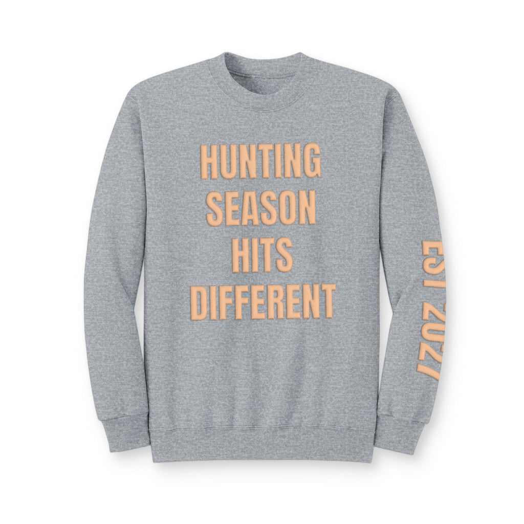 Personalized Hunting Mama Sweatshirt, Hunting Season Hits Different, Hunter Orange Puff Sweatshirt, Custom Hunting Mom Gift
