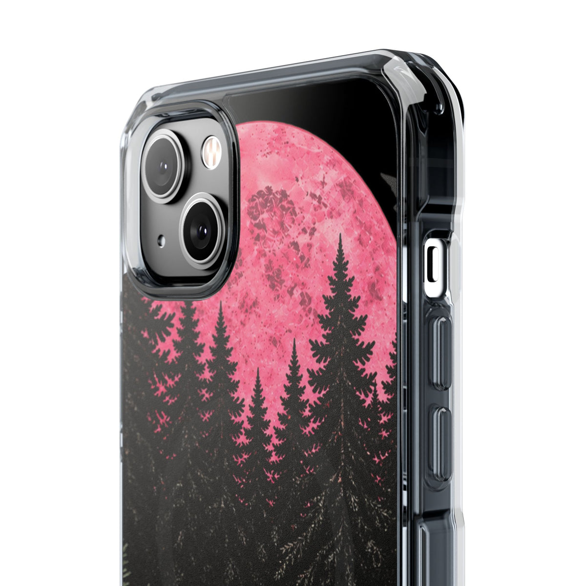 2026 Pink Moon Forest Phone Case — Clear Magnetic Protective Cover