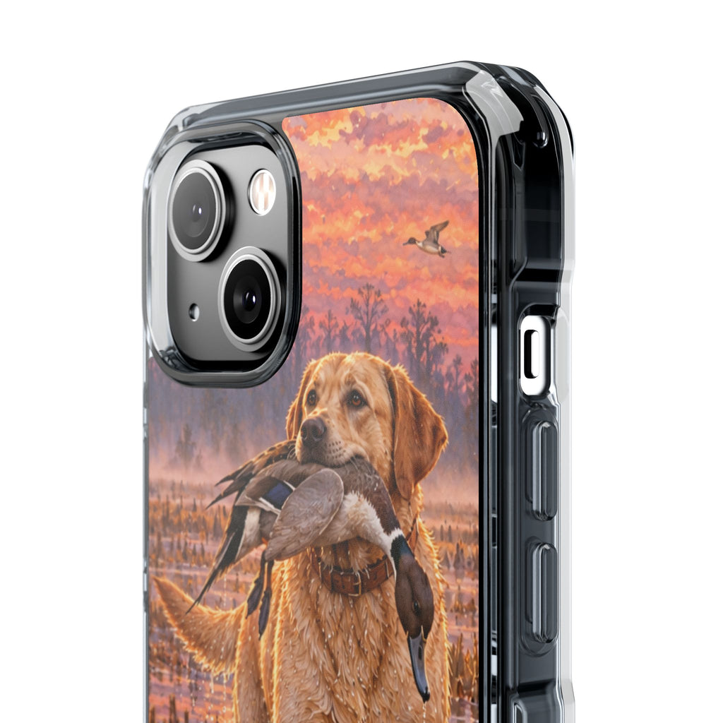 Clear Magnetic Phone Case — Lab in swamp with duck