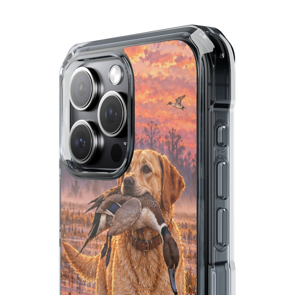 Clear Magnetic Phone Case — Lab in swamp with duck