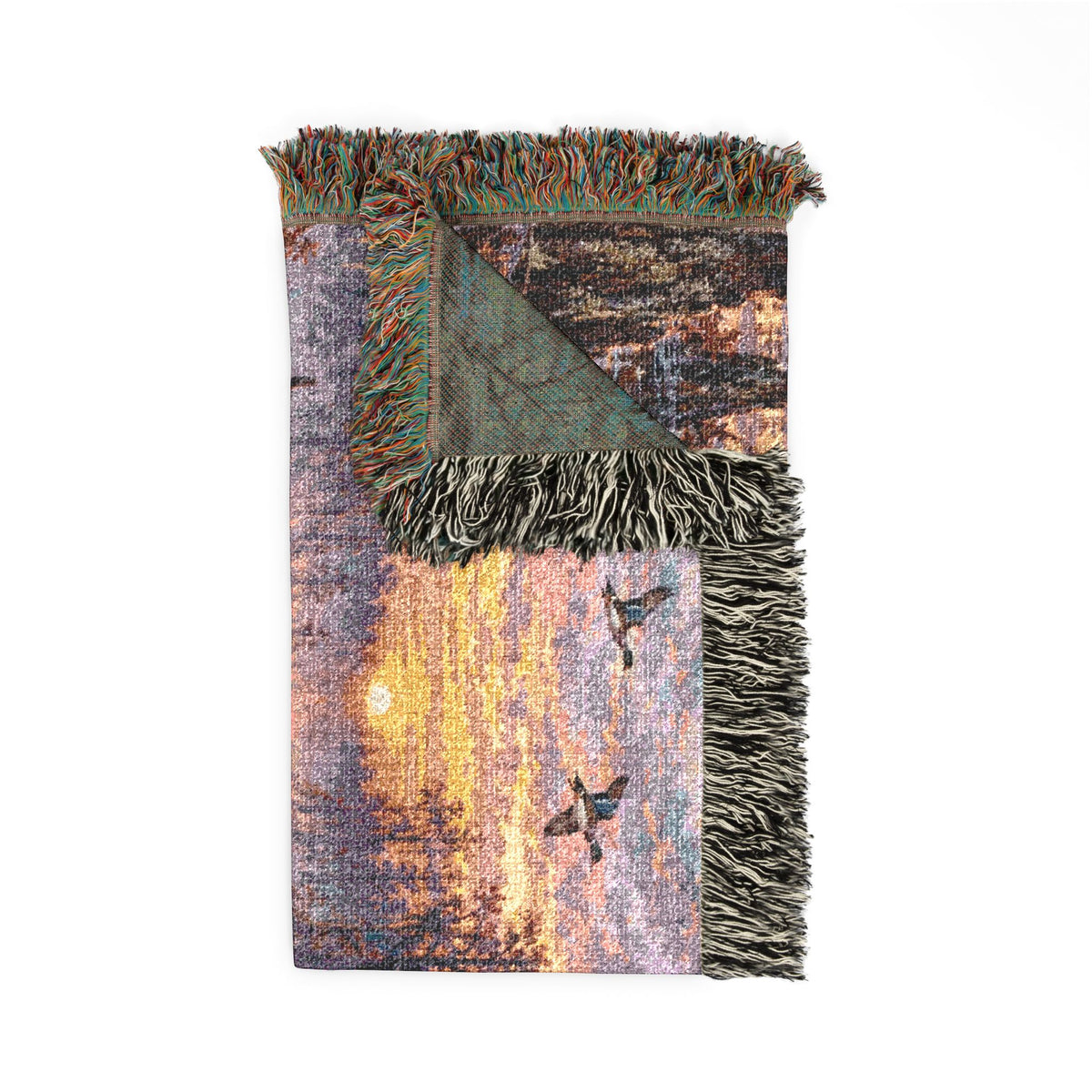 Duck Marsh Woven Blanket — Black Lab Scenic Woodland Duck Hunting Throw