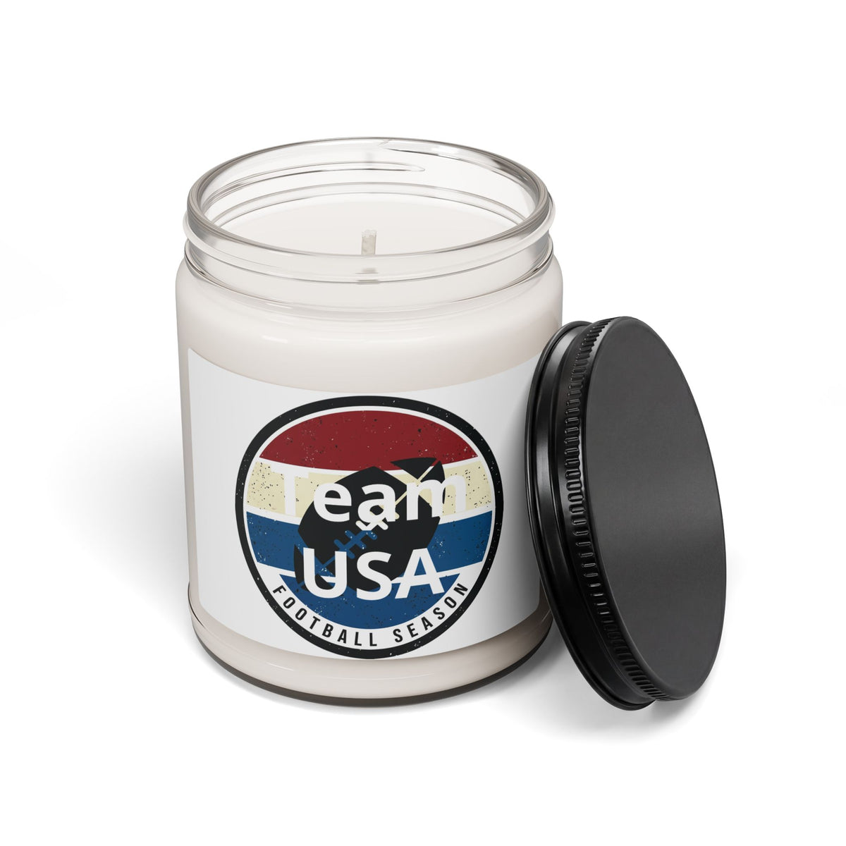 Football Season Soy Candle, 9oz | Vintage Striped Football Label