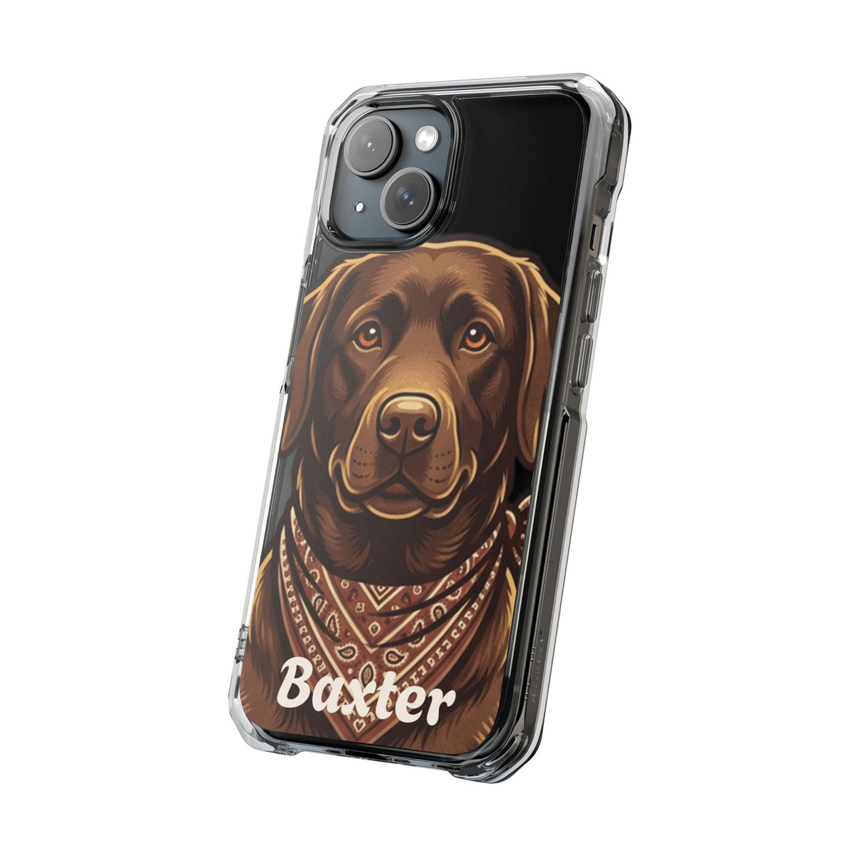 Clear Magnetic Phone Case — Chocolate Lab Dog Personalized