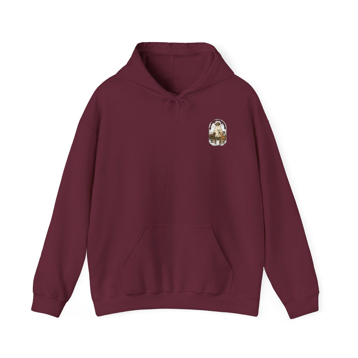 Ghost Retriever Illustration Hoodie | Spooky Hunting, Vintage Campfire