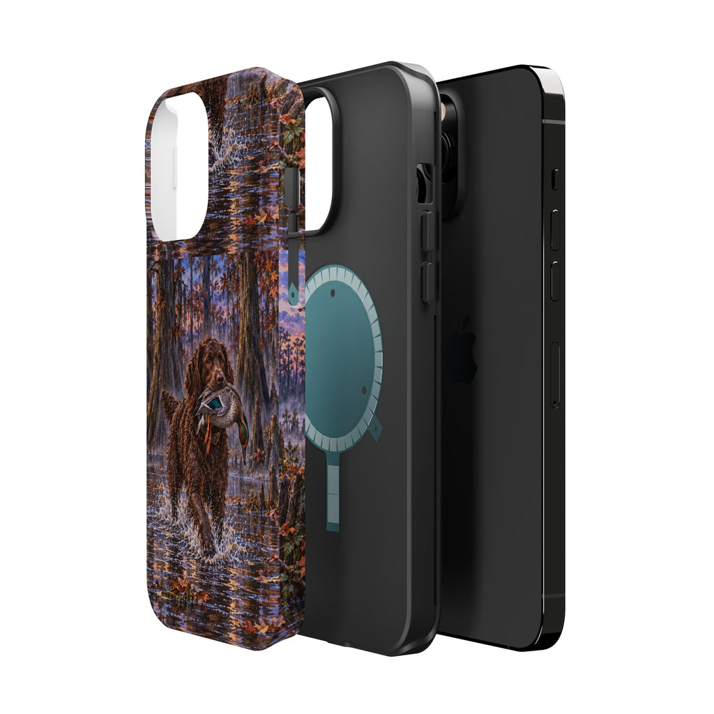 Clear Magnetic Phone Case — Boykin spaniel with Duck swamp