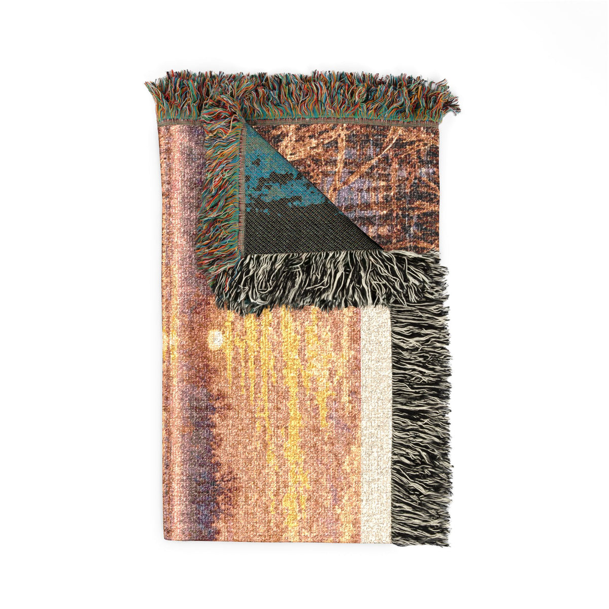 Sunset Wetlands Woven Blanket — Goose & Marsh Landscape Throw