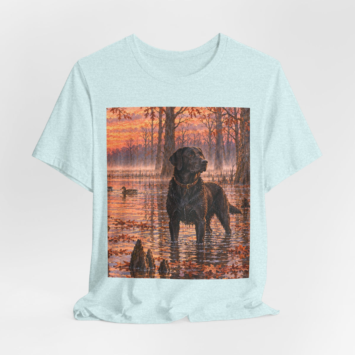 Sunset Bay Labrador Tee — Black Lab Dog Sunset Shirt