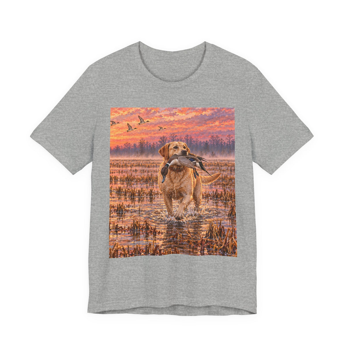 Sunset Retriever T-Shirt — Golden Retriever Sunset Scene Tee
