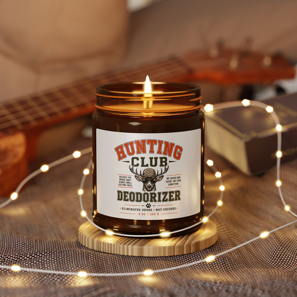 Hunting Club Scented Soy Candle — Deodorizer in Amber Jar