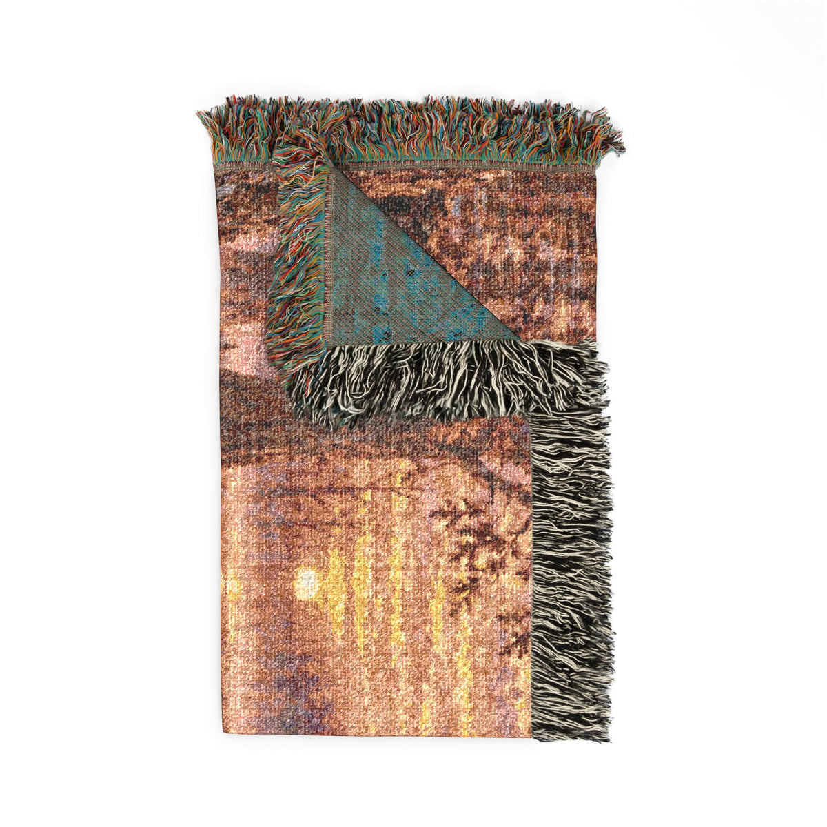 Sunset Wetlands Woven Blanket — Chocolate Lab with Duck Marsh Landscape Throw