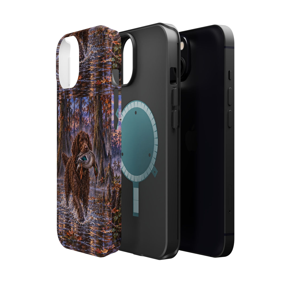 Clear Magnetic Phone Case — Boykin spaniel with Duck swamp