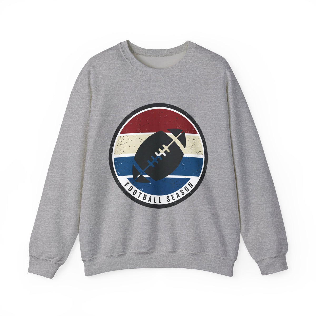 Retro Football Season Crewneck Sweatshirt | Vintage Stripe Football Logo