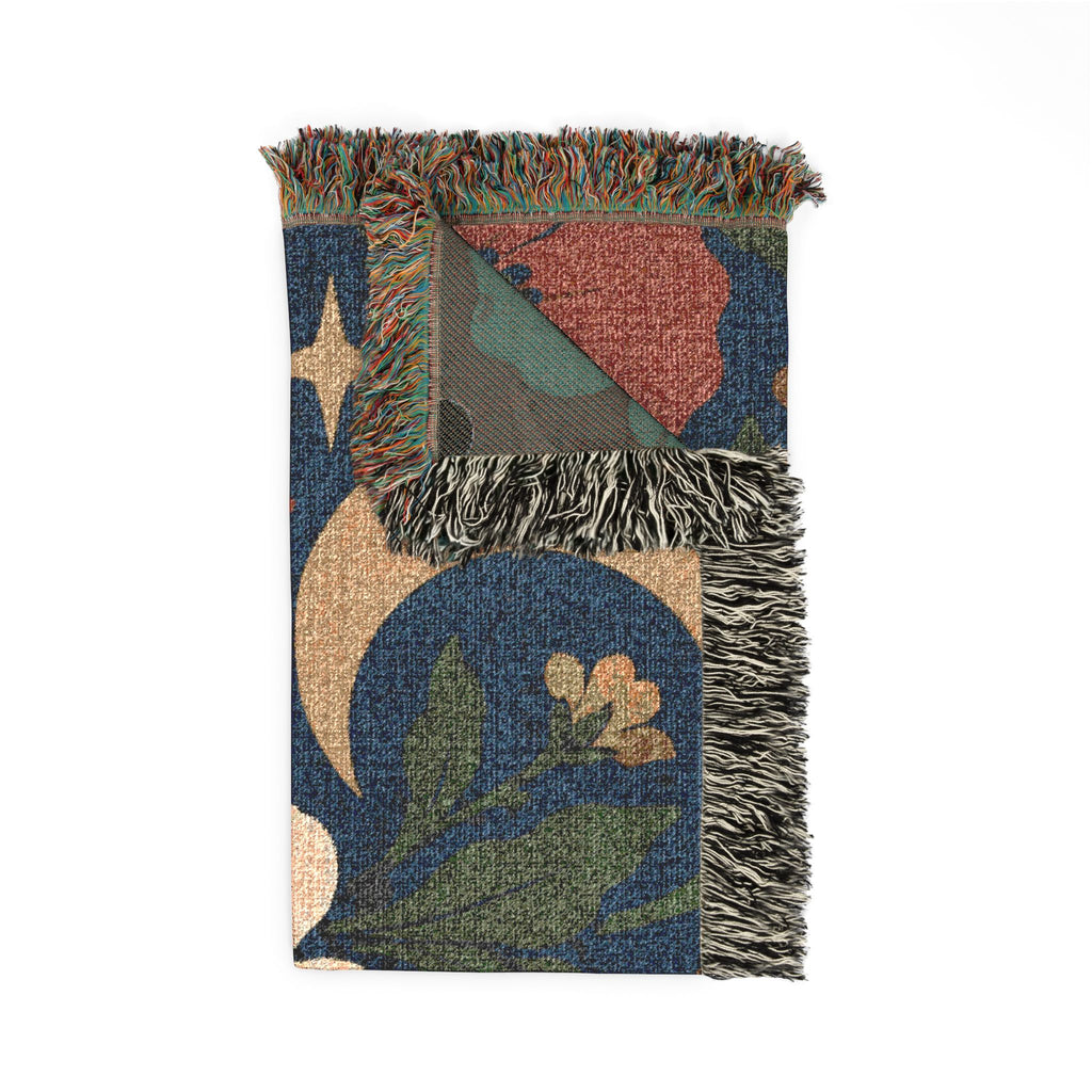 Boho Geometric Woven Blanket — Retro Floral Tile Soft Throw