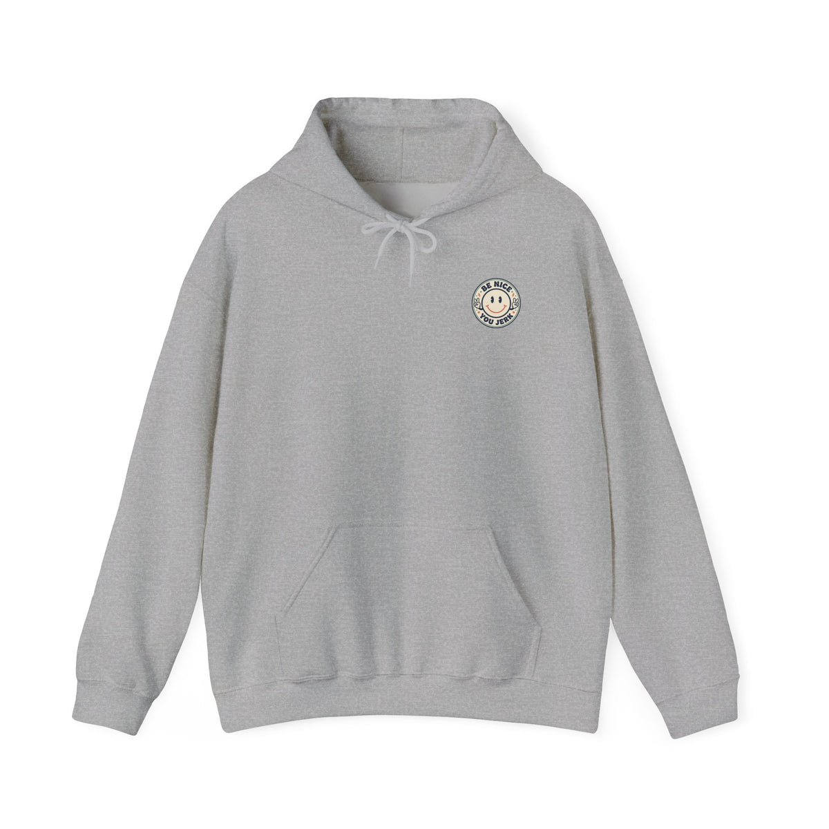 Be Nice You Jerk smiley patch Hoodie | sarcastic slogan, vintage-inspired