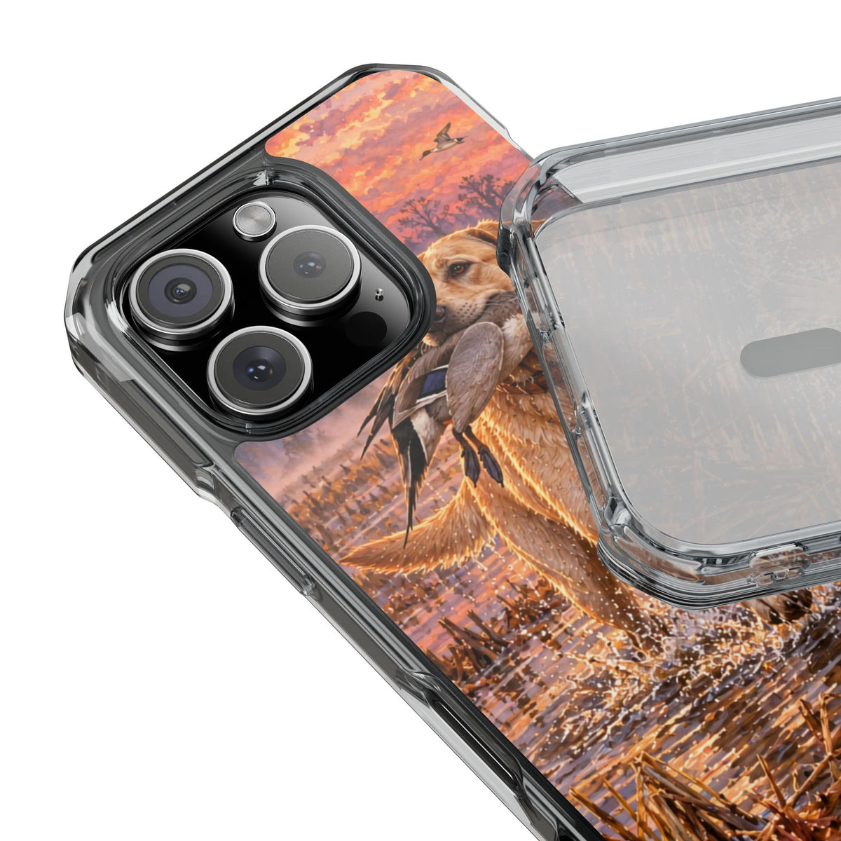 Clear Magnetic Phone Case — Lab in swamp with duck