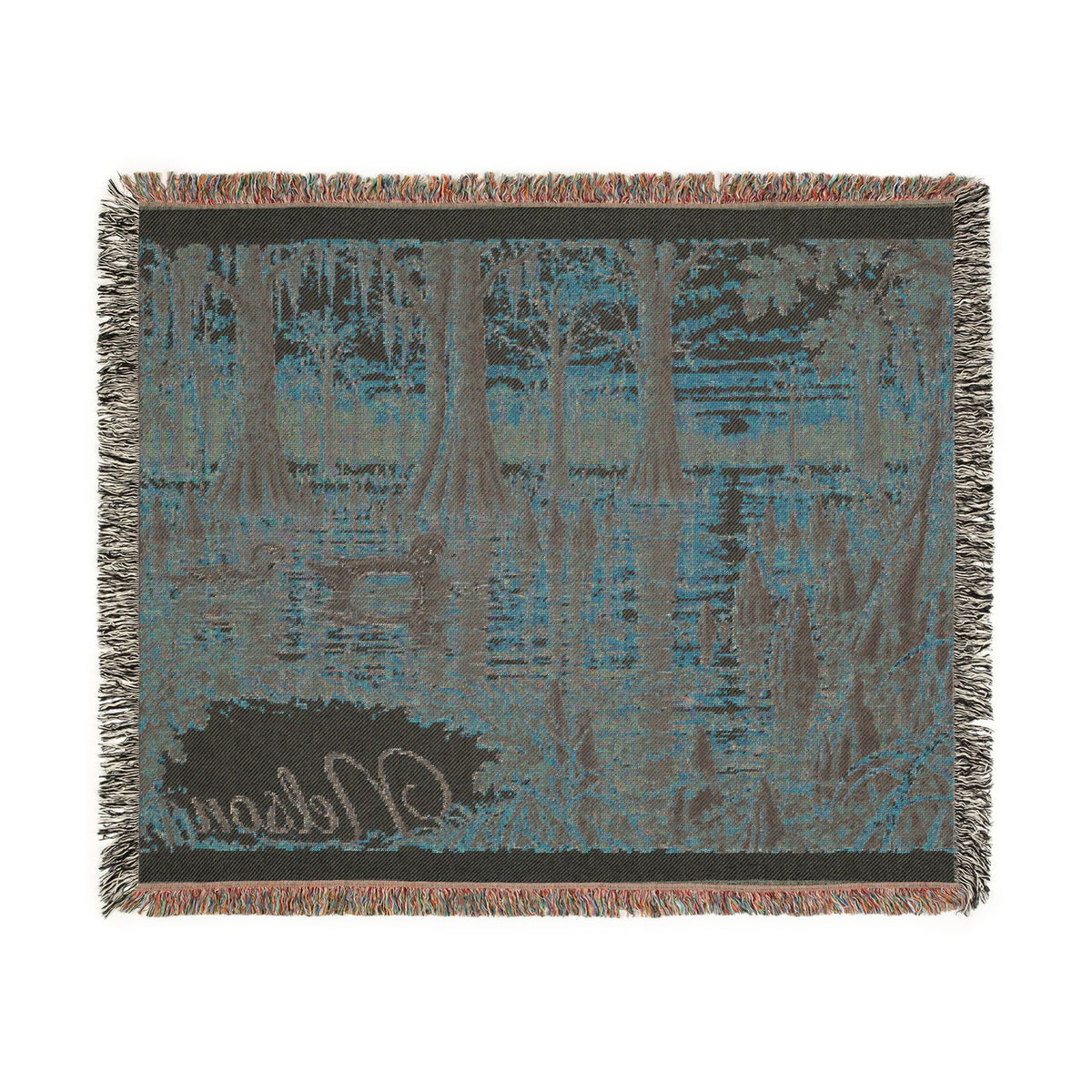 Autumn Lake Woven Blanket — Scenic Fall Landscape Throw