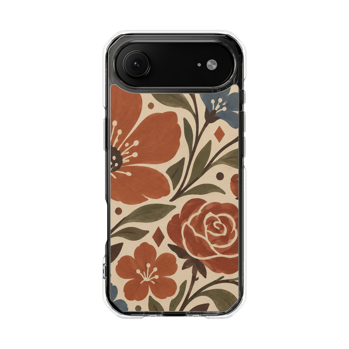Clear Magnetic Phone Case Floral Patterns Protective Cover