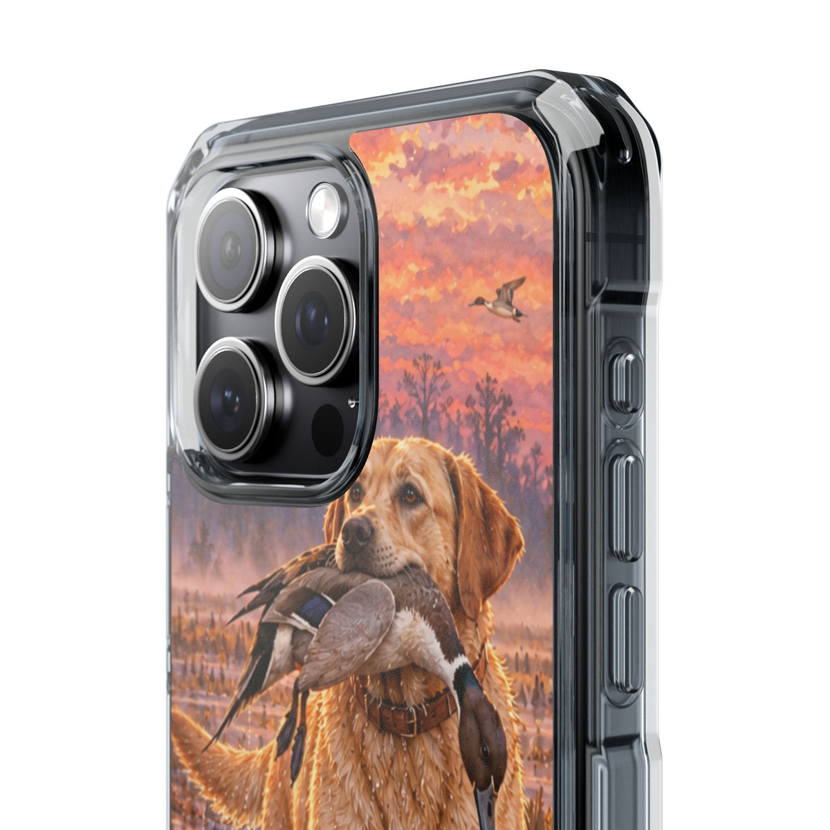 Clear Magnetic Phone Case — Lab with Duck swamp