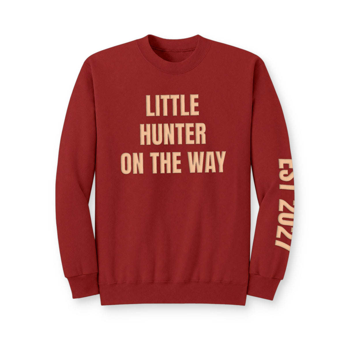 Personalized Hunting Mama Sweatshirt, Little Hunter on the Way Shirt, Hunter Orange Puff Sweatshirt, Custom Mom Hunting Gift