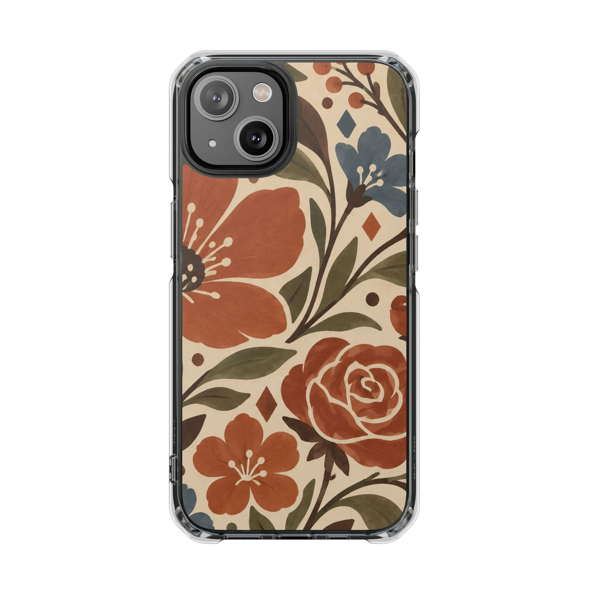 Clear Magnetic Phone Case Floral Patterns Protective Cover