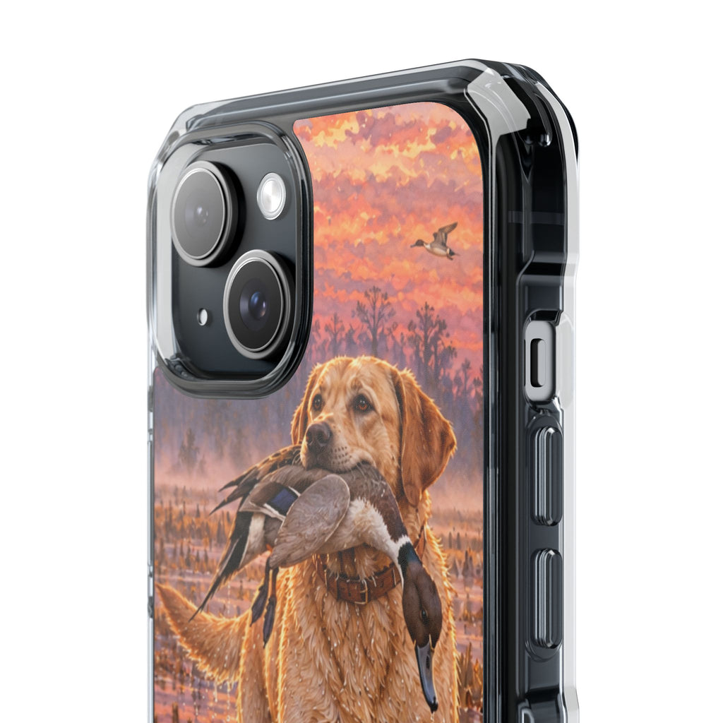 Clear Magnetic Phone Case — Lab in swamp with duck