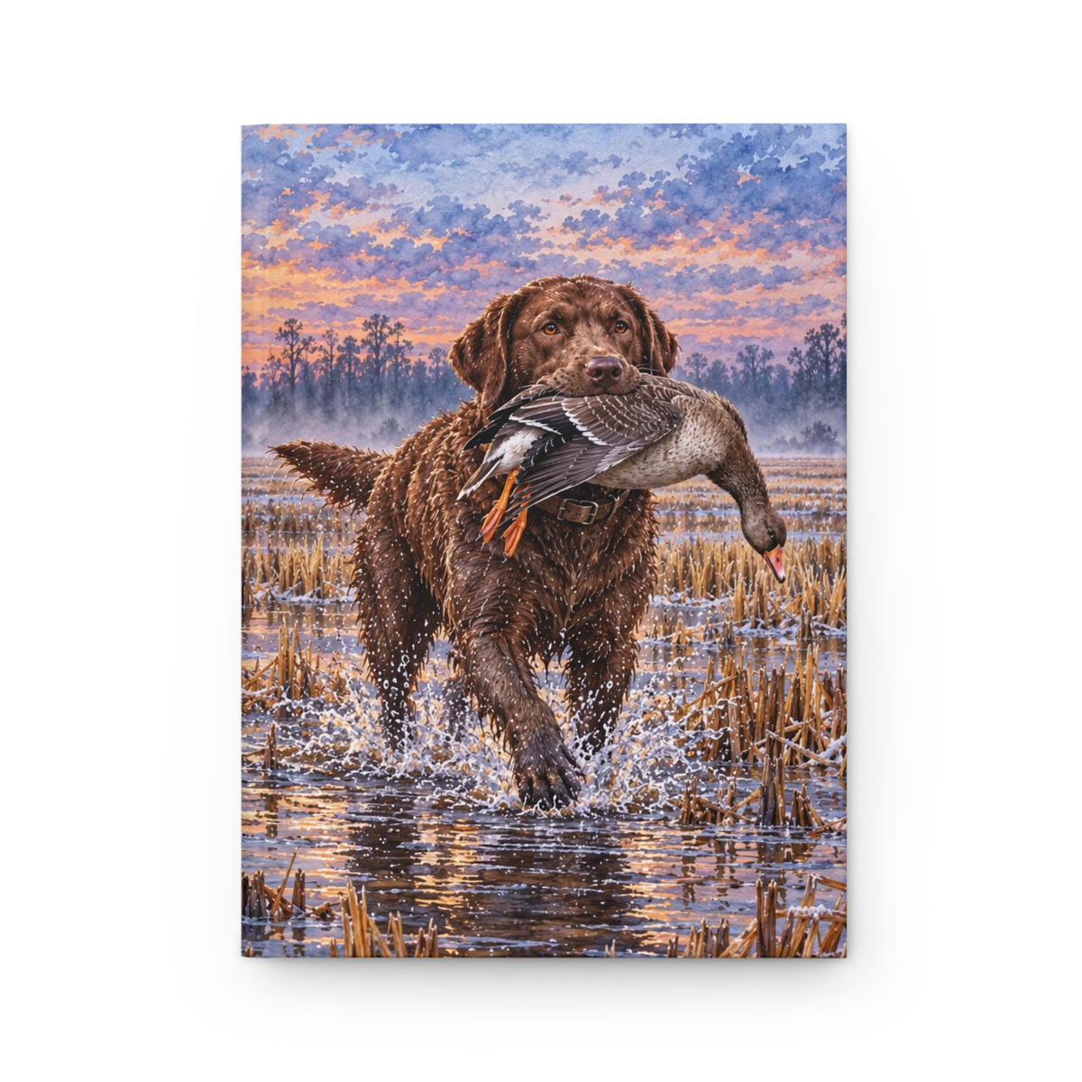 Brown Labrador Journal — Autumn Swamp Sunset Hardcover Lined Notebook