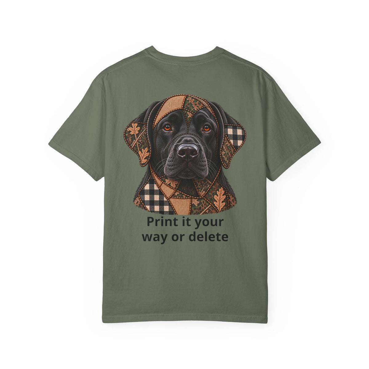 Faux Patchwork Black Lab Short-Sleeve T-Shirt, Labrador Hunting Shirt, Arkansas Hunter Gift