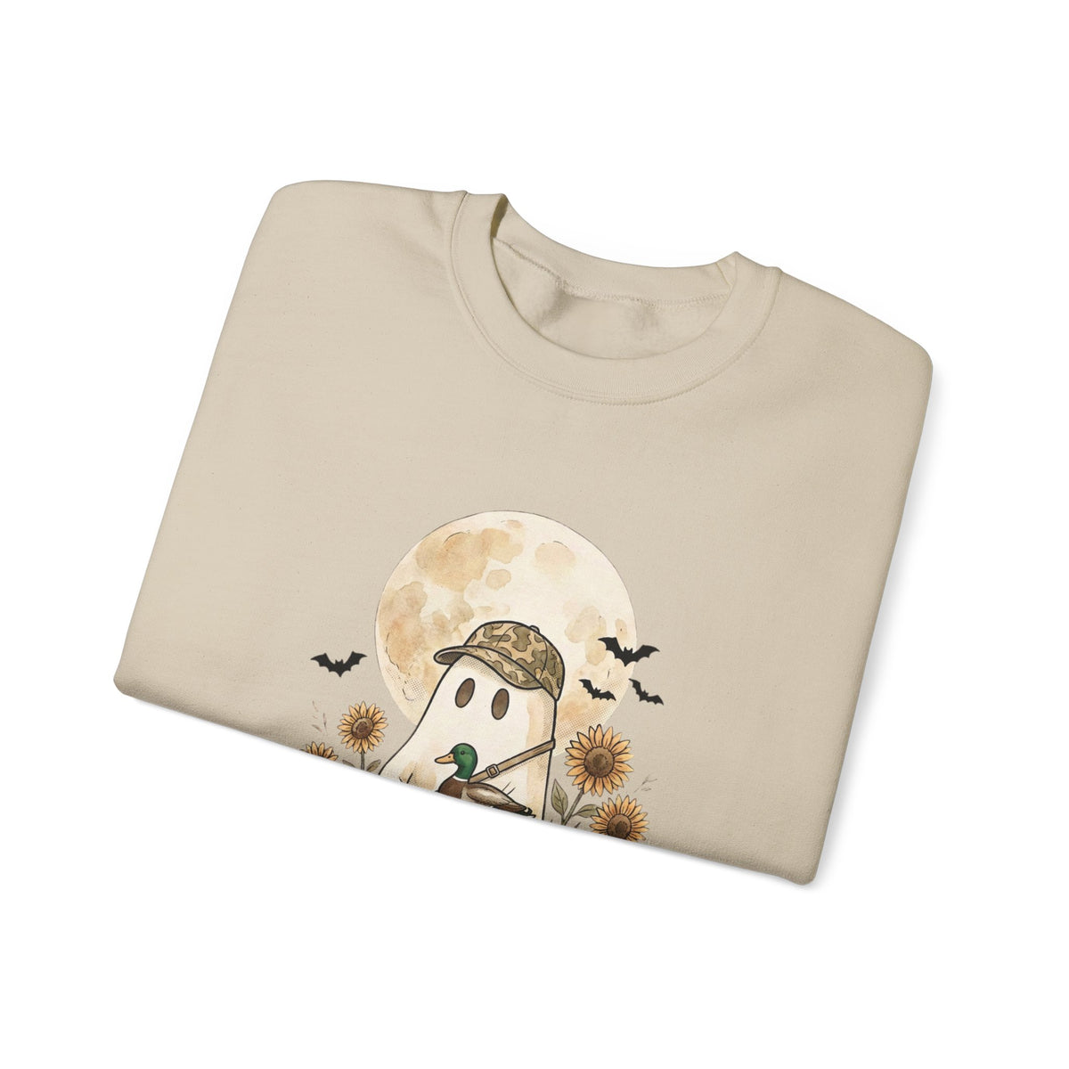 Ghost Hunter Illustration Sweatshirt | Spooky Hunting, Autumn Pumpkin Moon