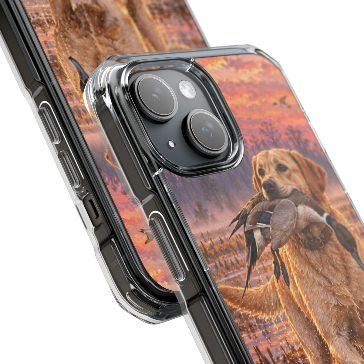 Clear Magnetic Phone Case — Lab with Duck swamp