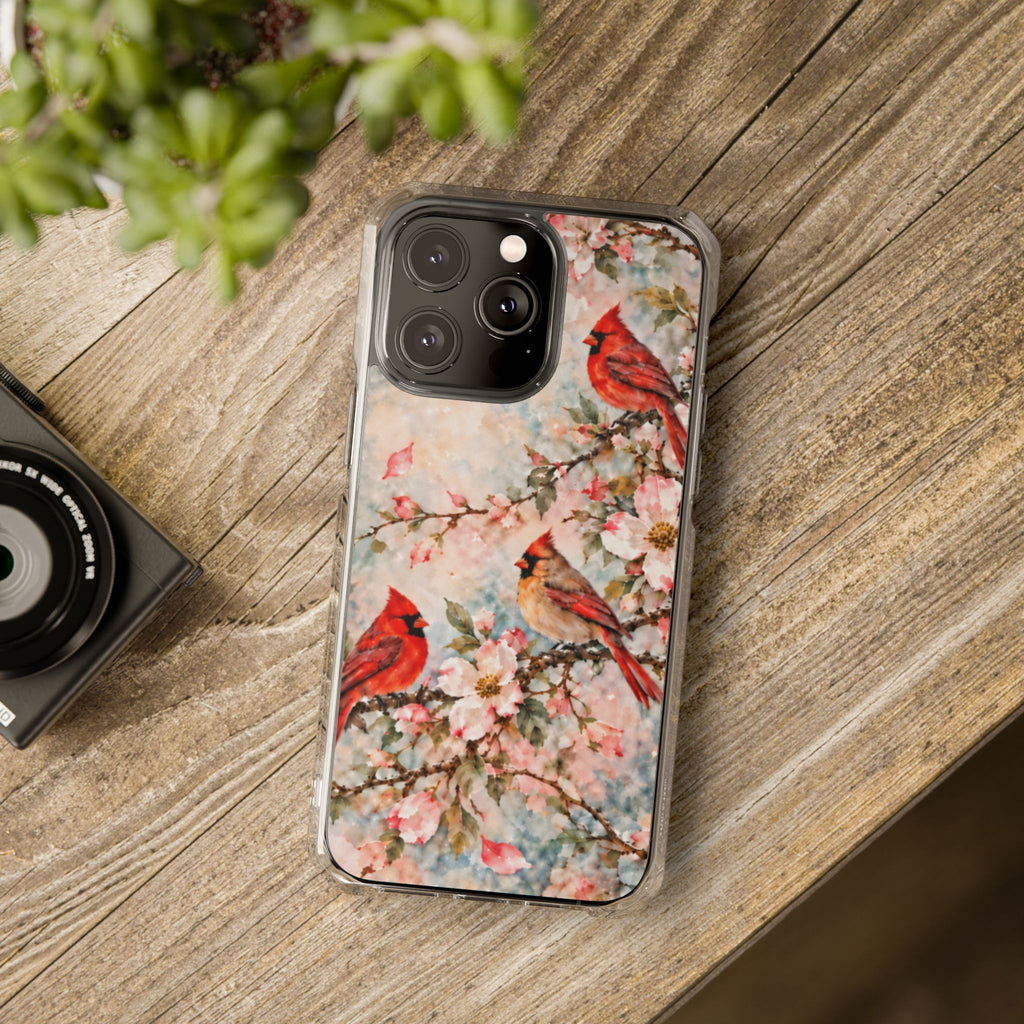 Clear Magnetic Phone Case — Cardinal Flock Scene