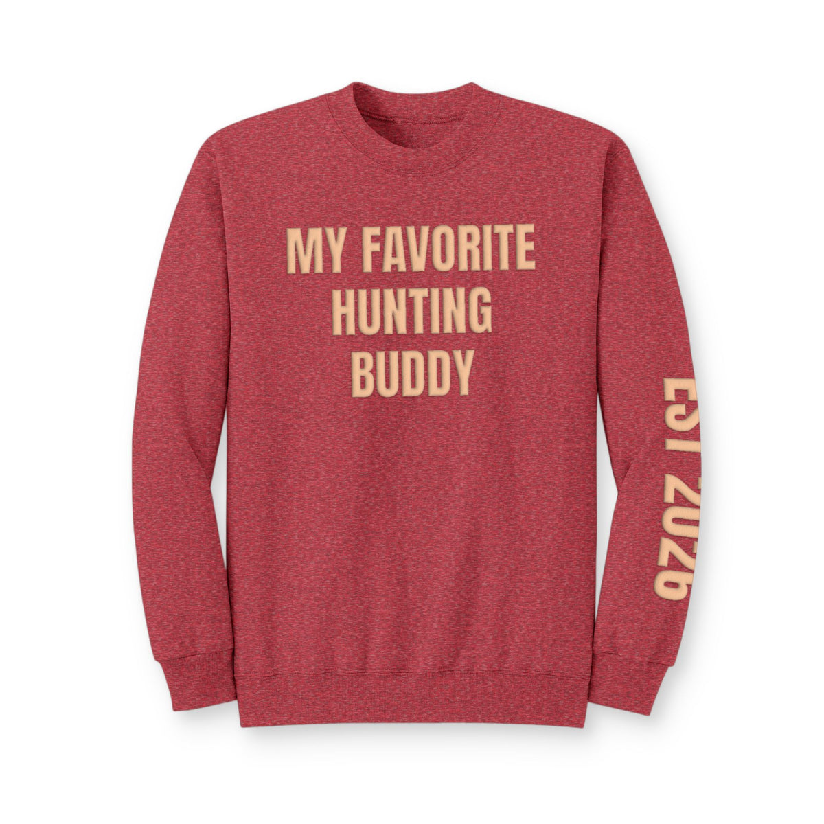 Personalized Hunting Mama Sweatshirt, My Favorite Hunting Buddy, Hunter Orange Puff Sweatshirt, Custom Hunting Mom Gift