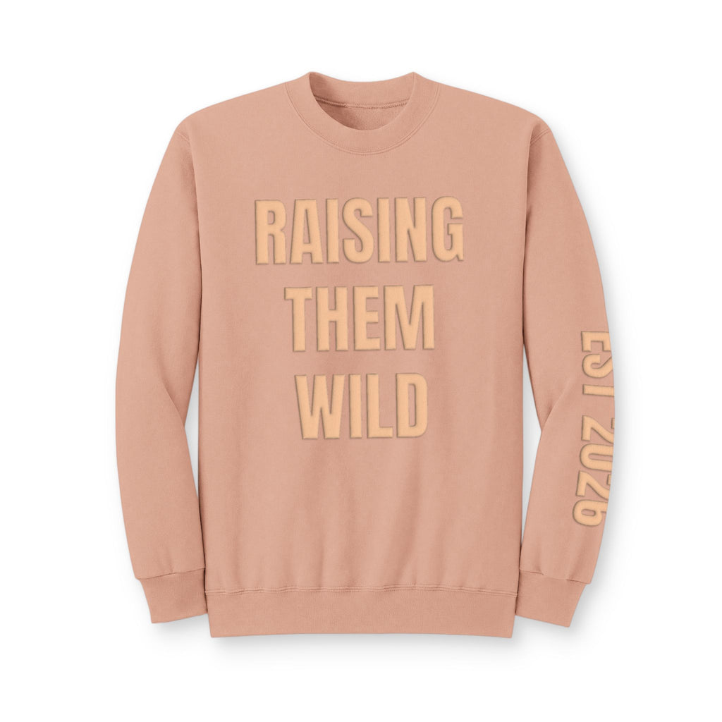 Personalized Hunting Mama Sweatshirt, Raising Them Wild, Hunter Orange Puff Sweatshirt, Custom Hunting Mom Gift