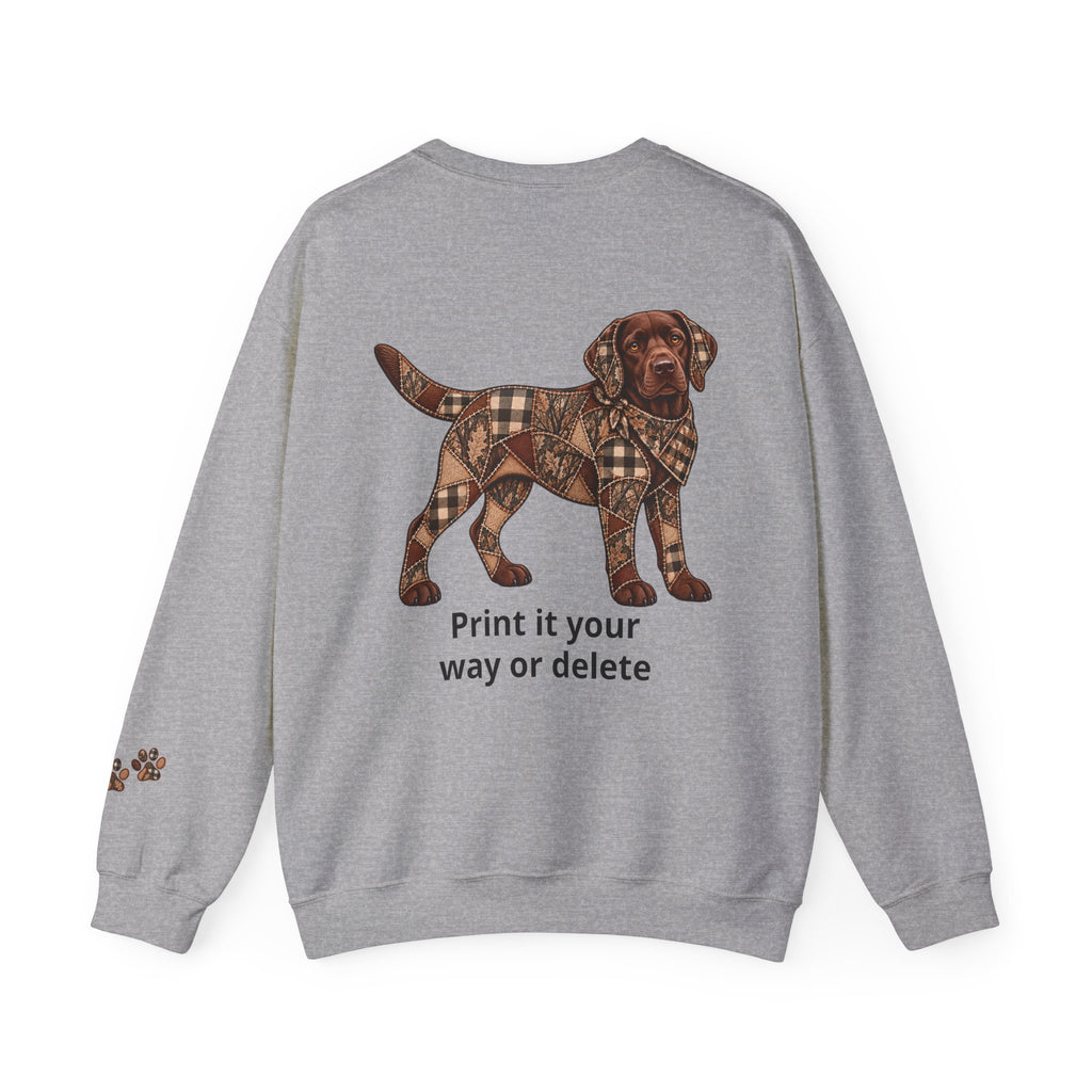 Faux Patchwork Chocolate Lab Shirt, Full Body Labrador Hunting Long Sleeve, Arkansas Hunter Gift