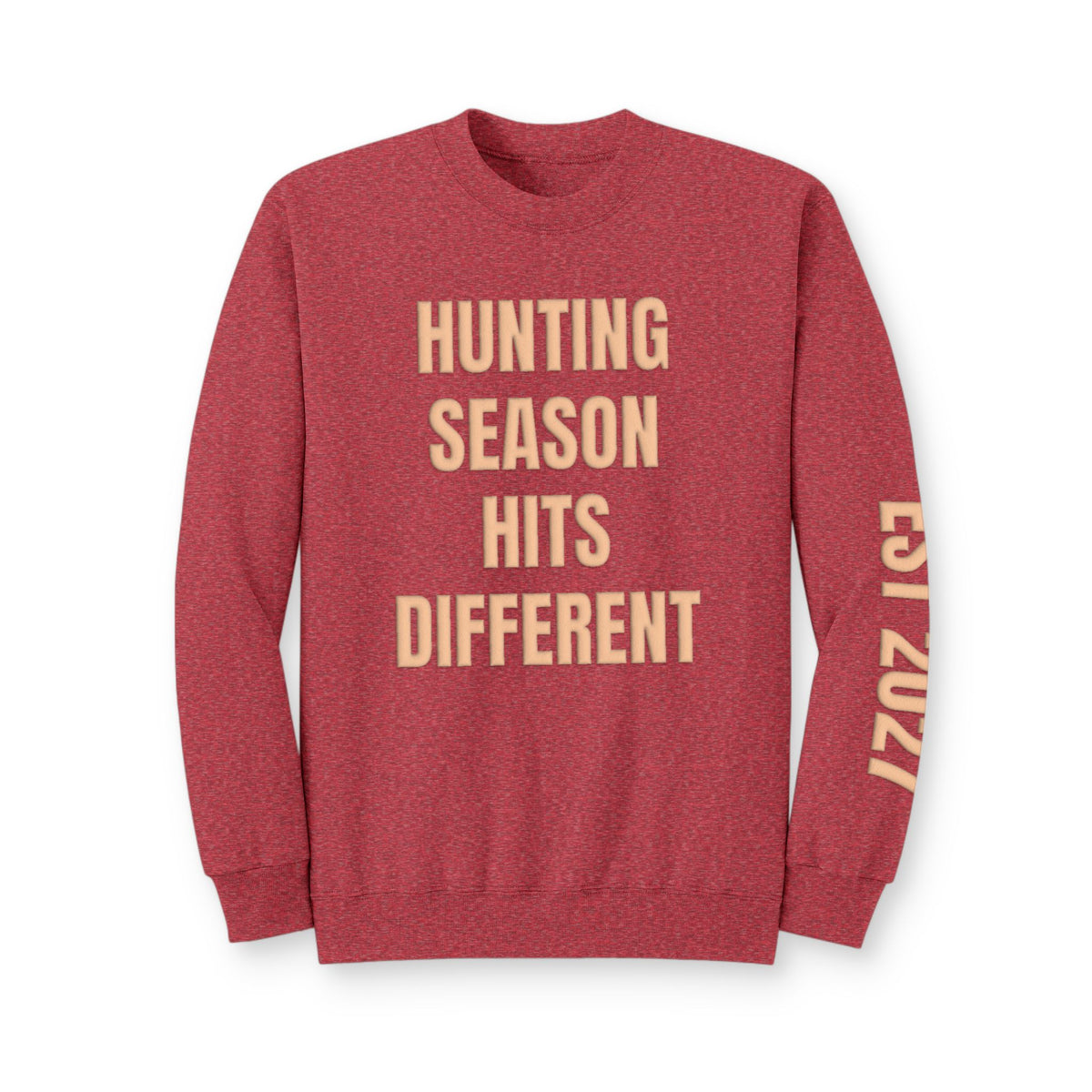 Personalized Hunting Mama Sweatshirt, Hunting Season Hits Different, Hunter Orange Puff Sweatshirt, Custom Hunting Mom Gift