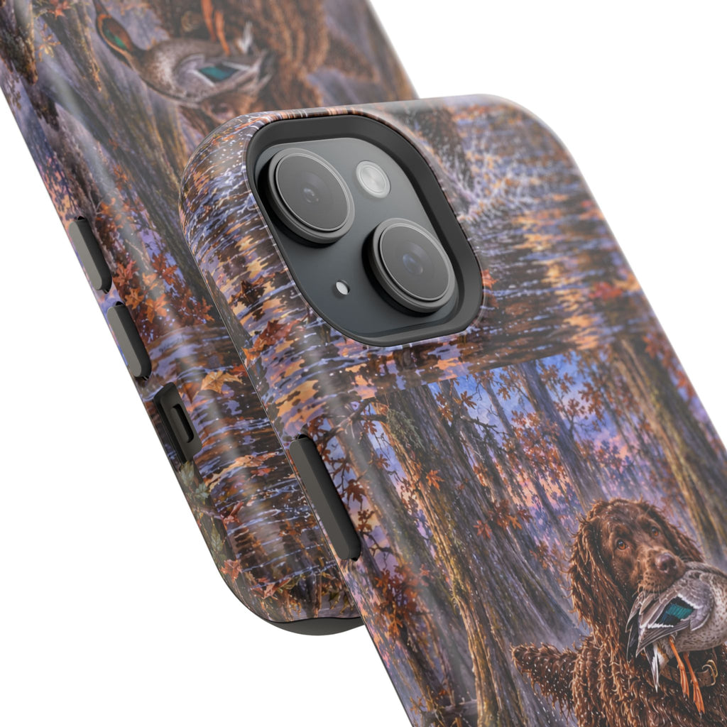 Clear Magnetic Phone Case — Boykin spaniel with Duck swamp