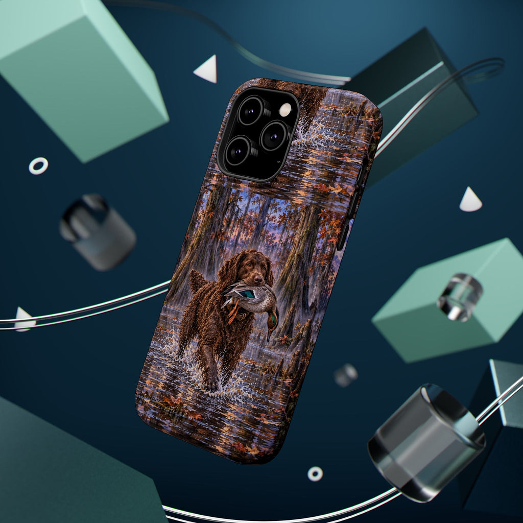 Clear Magnetic Phone Case — Boykin spaniel with Duck swamp