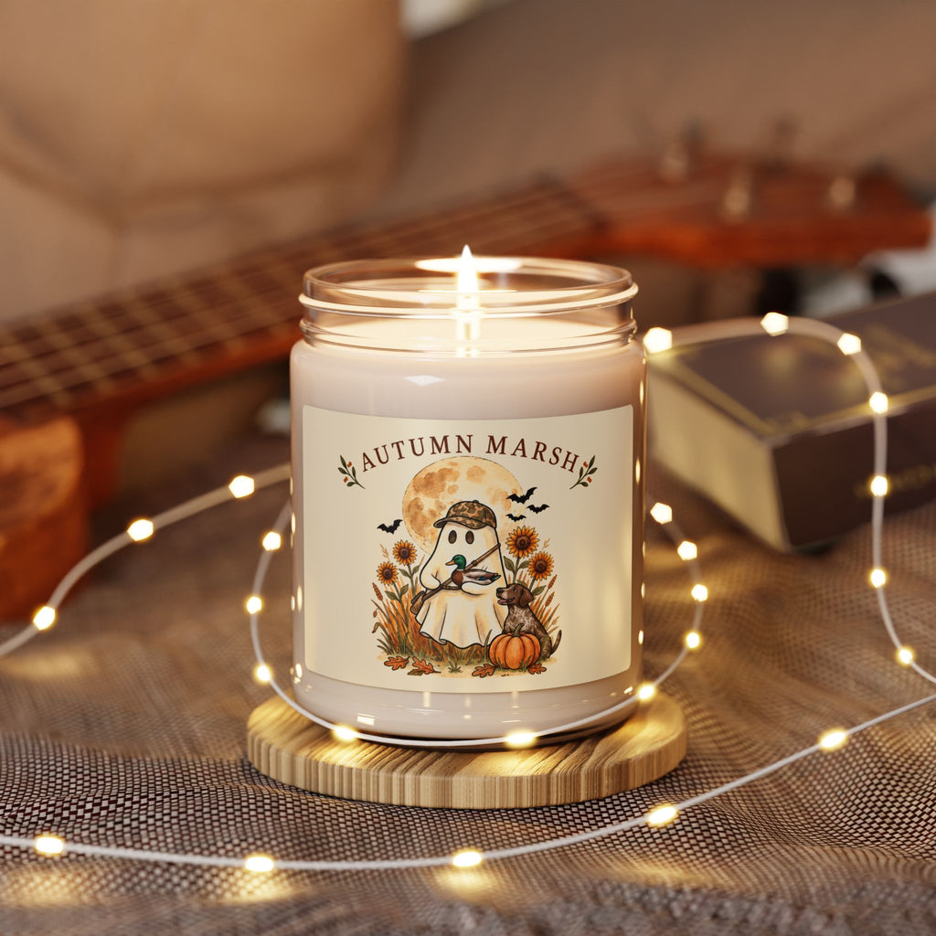 Autumn Ghost Illustration Candle, Soy Jar | Spooky Hunting Halloween
