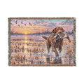 River Scenic Woven Blanket — Rustic Lake Bird Dog Pointer Landscape Throw