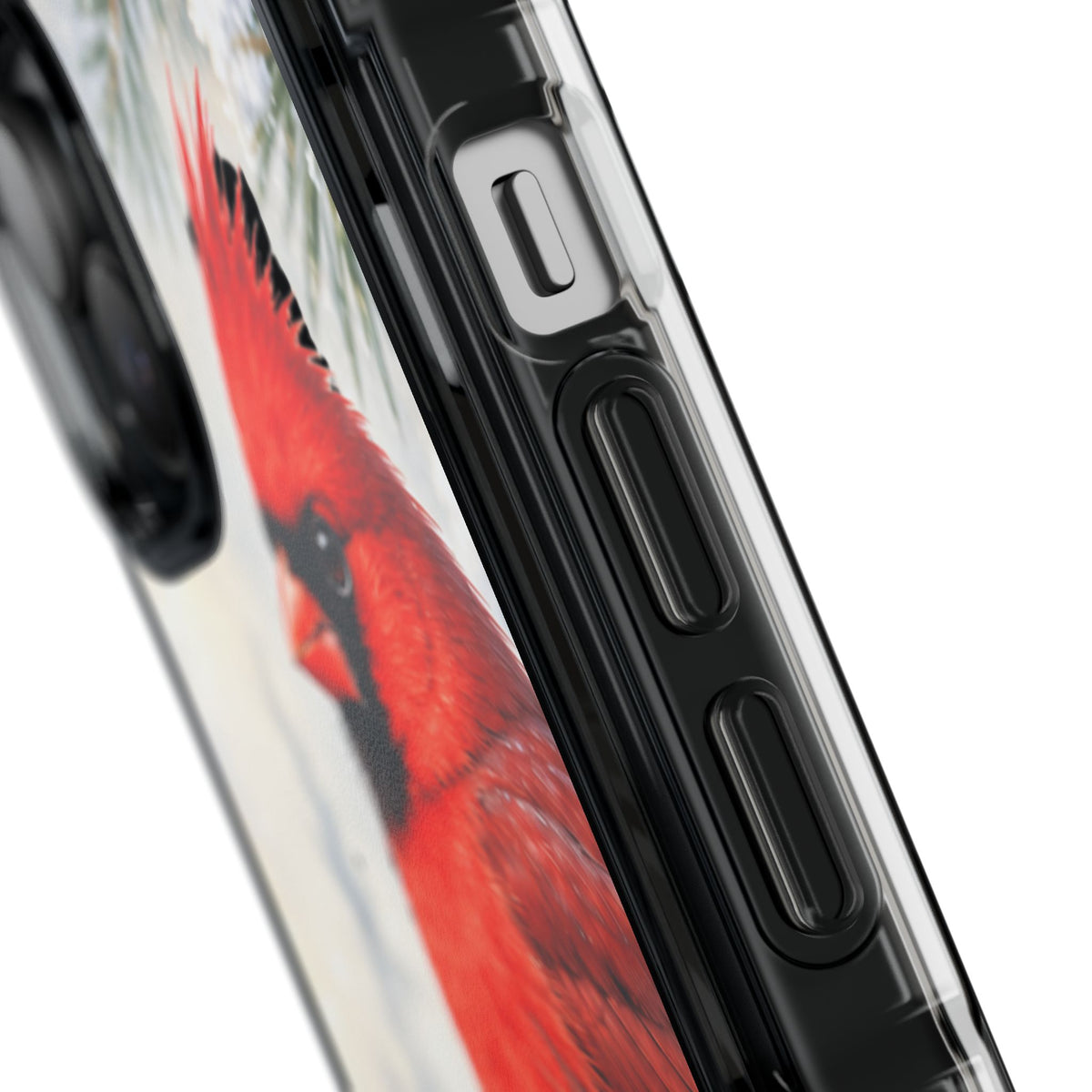 Clear Magnetic Phone Case — Winter Cardinal Scene