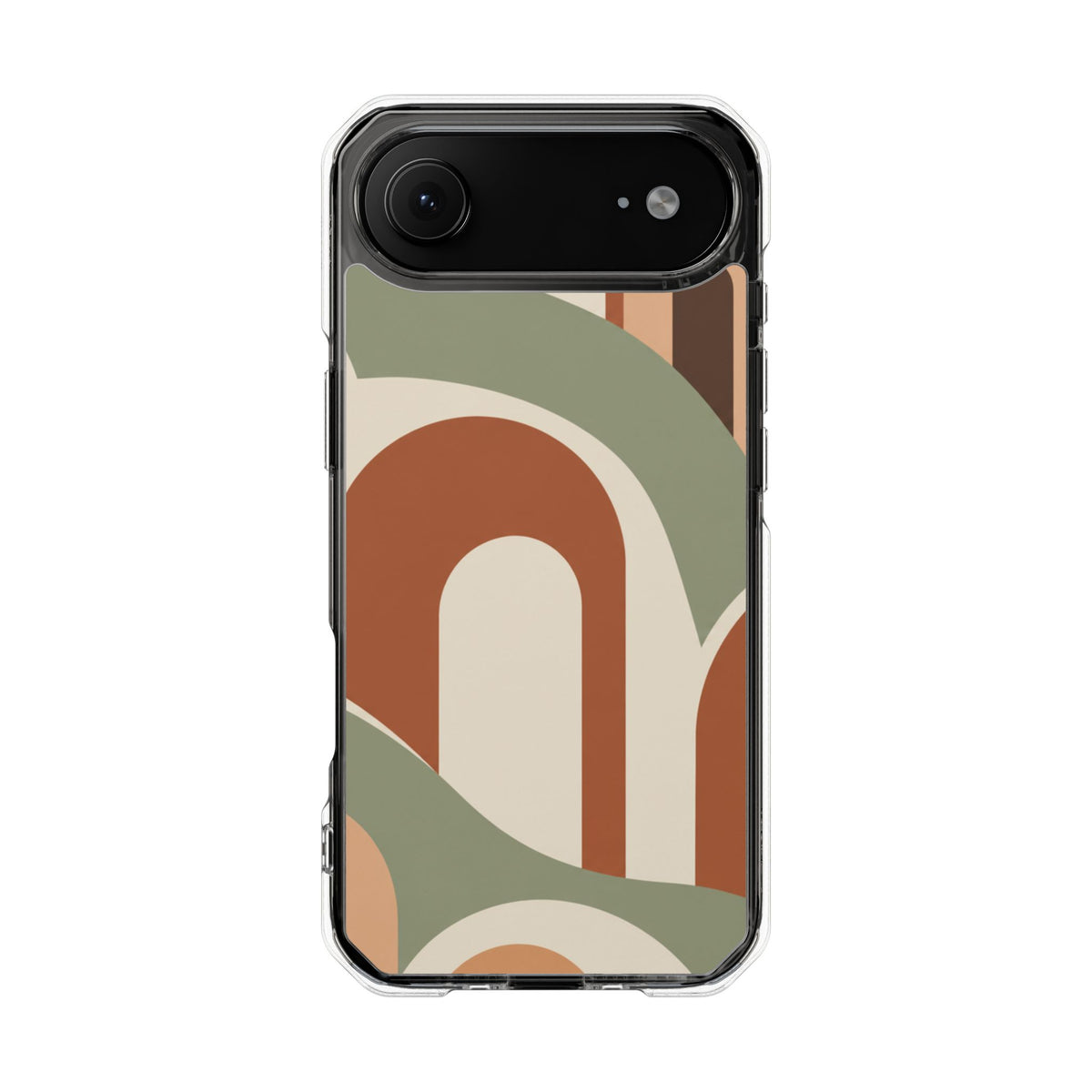 Clear Magnetic Impact Phone Case — Retro Arch Geometric Design (Protective, Slim)