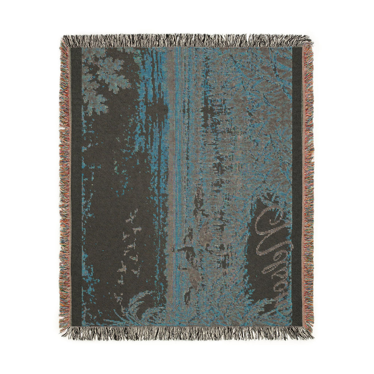 Sunset Marsh Woven Blanket — Rustic Lakeside Tapestry Throw