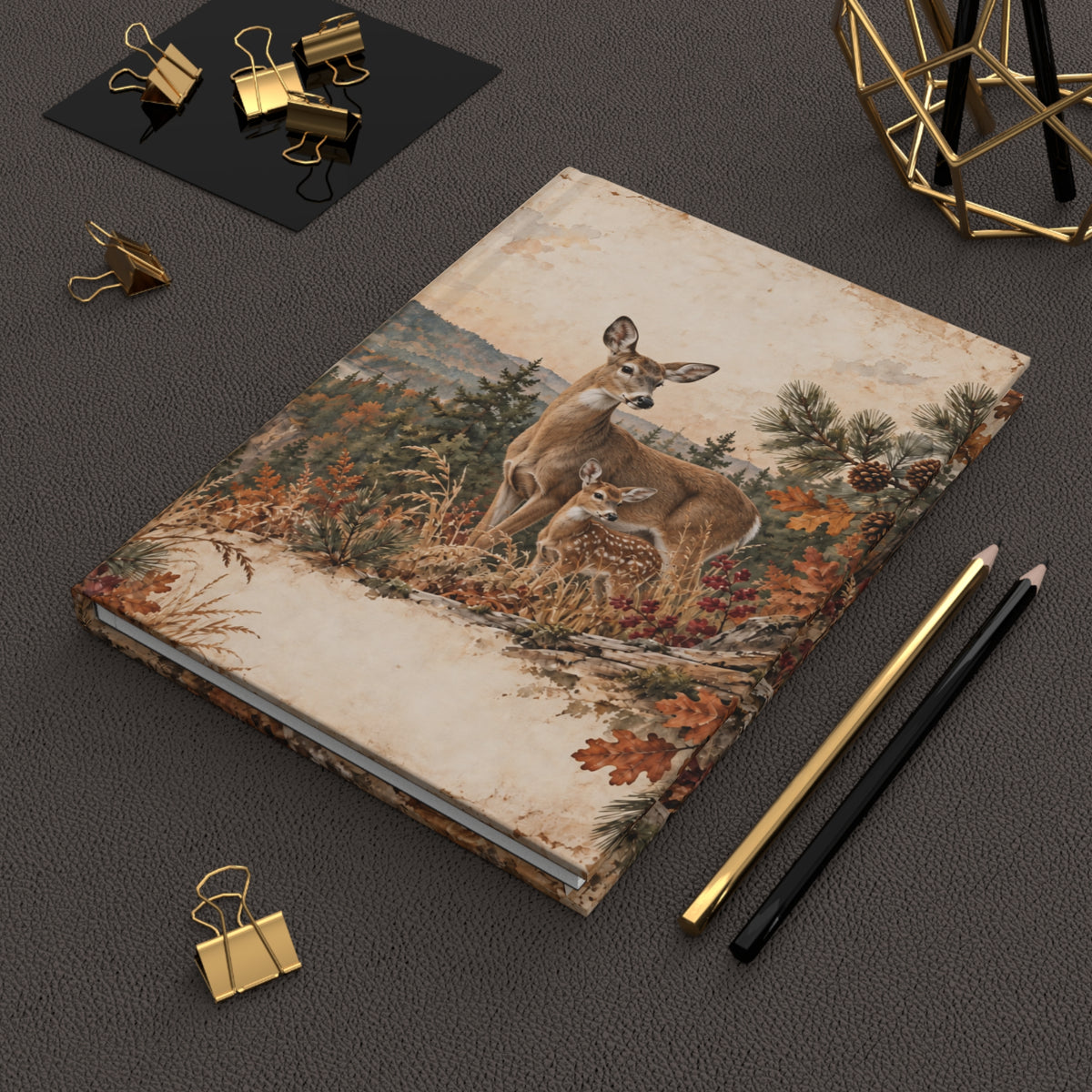 Deer & Fawn Hardcover Journal — Rustic Forest Lined Notebook