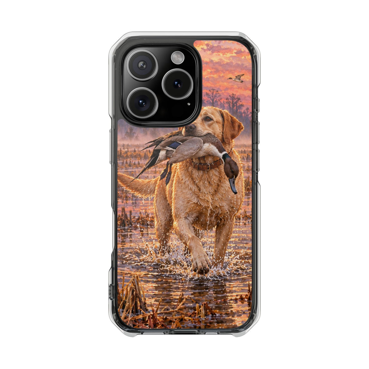 Clear Magnetic Phone Case — Lab with Duck swamp