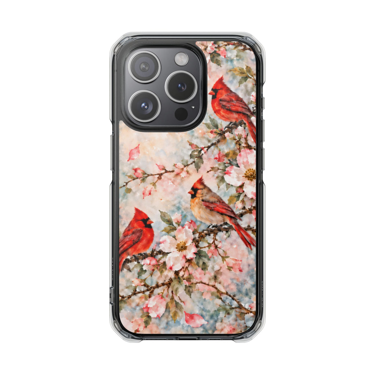 Clear Magnetic Phone Case — Cardinal Flock Scene