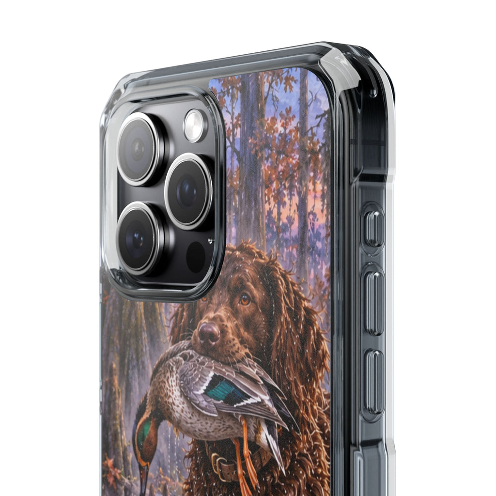Clear Magnetic Phone Case — Boykin spaniel with Duck swamp