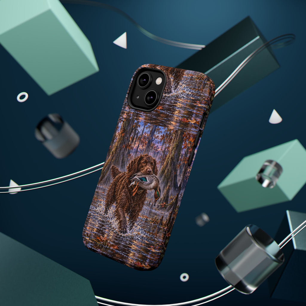 Clear Magnetic Phone Case — Boykin spaniel with Duck swamp