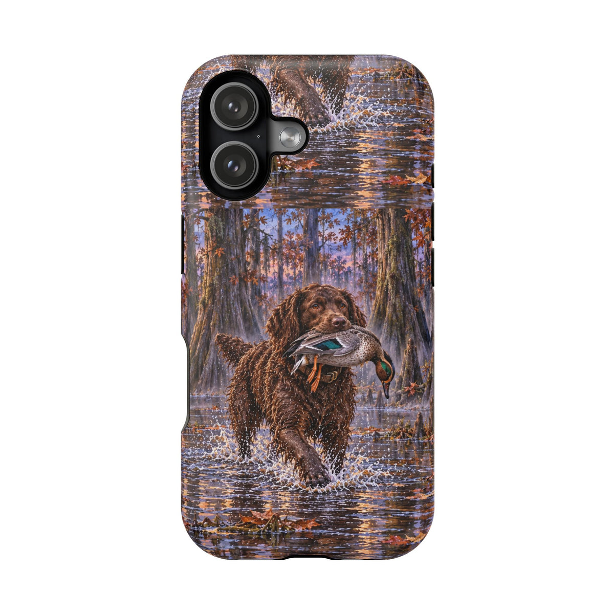 Clear Magnetic Phone Case — Boykin spaniel with Duck swamp