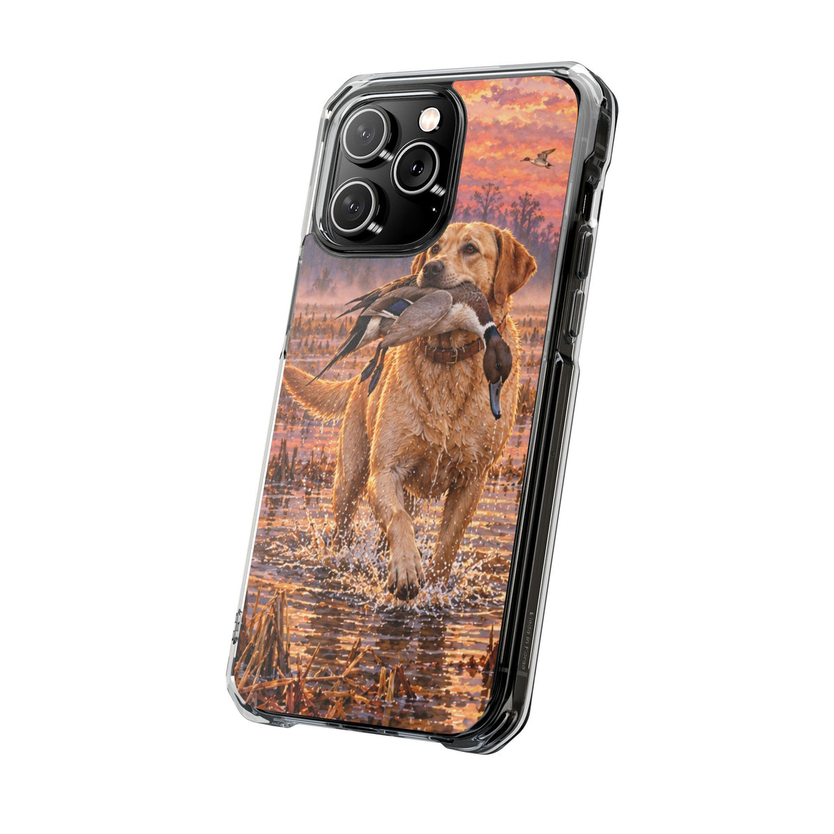 Clear Magnetic Phone Case — Lab with Duck swamp