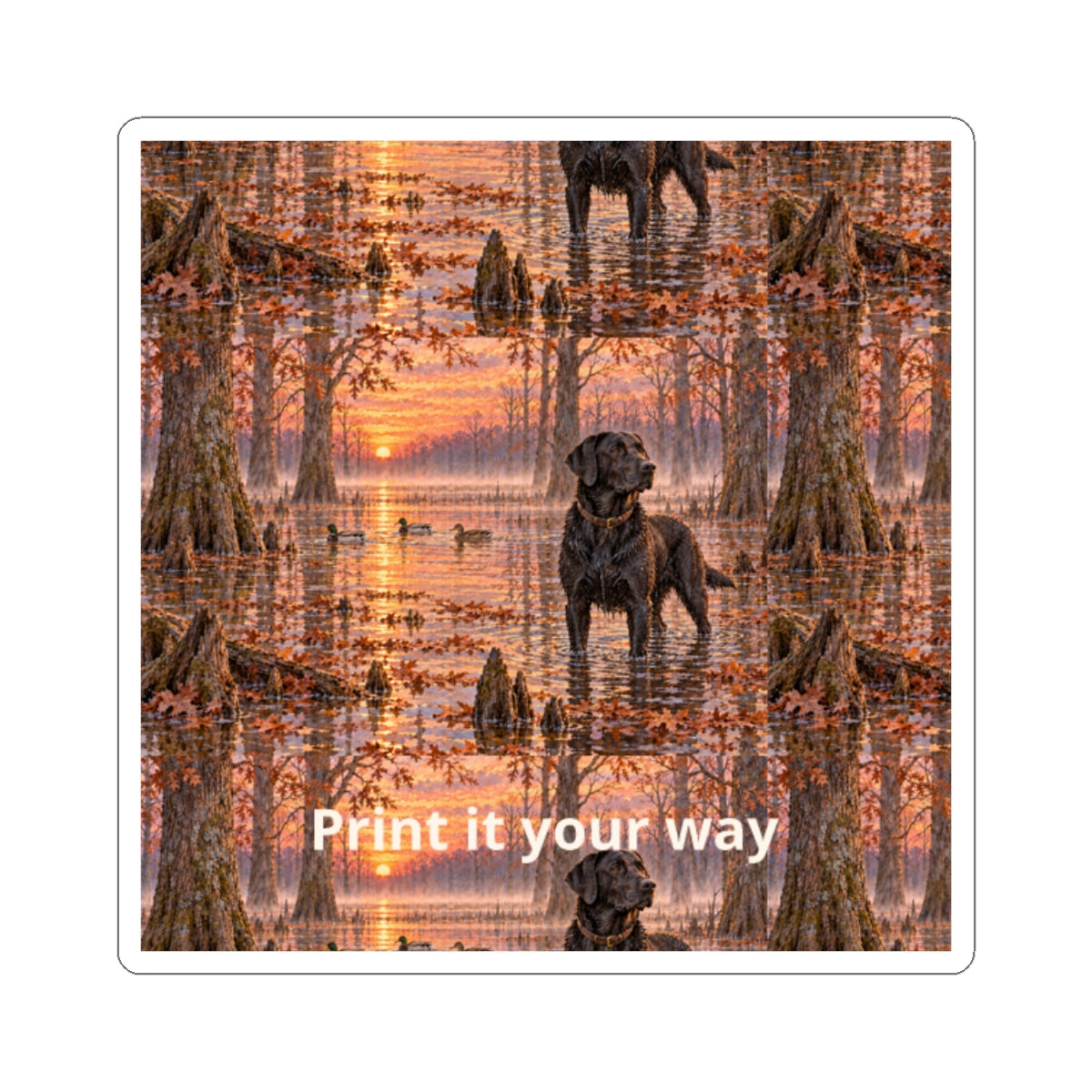 Black Lab Sunset Sticker — Scenic Dog Kiss-Cut Vinyl Sticker